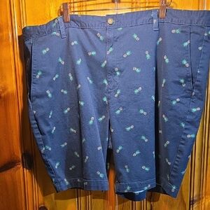 George Navy Shorts with Green Pineapple Embroidery